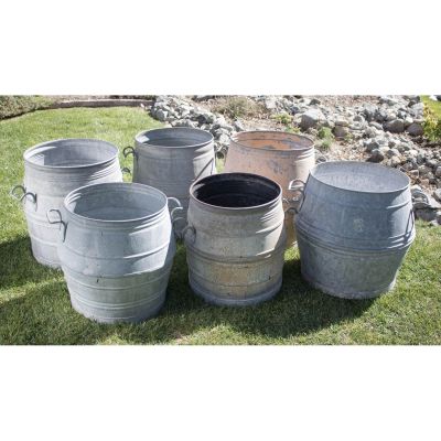 Image two of Vineyard Metal Barrel Tub with Handles